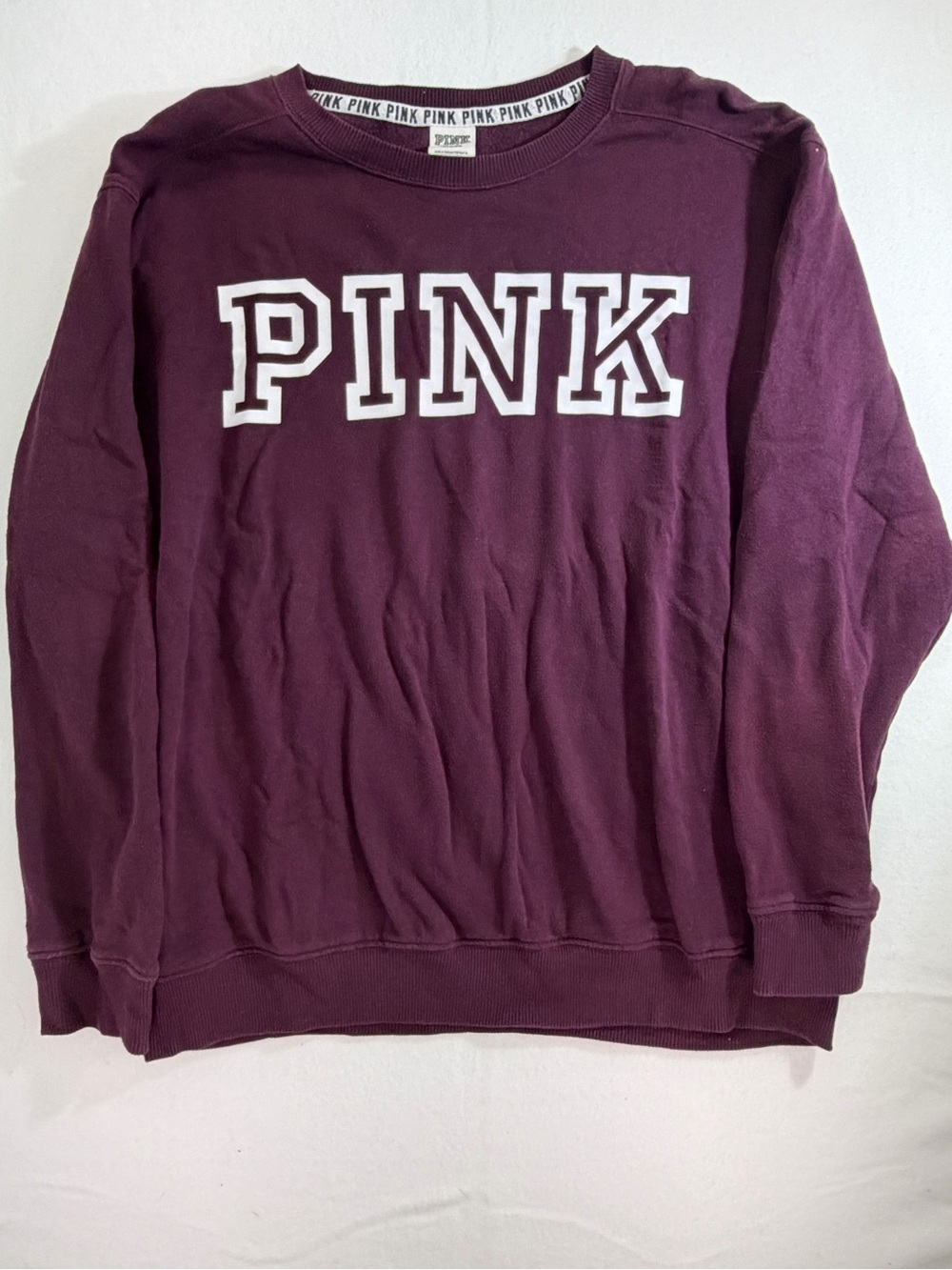 Victoria's Secret PINK Crewneck Sweatshirt - Plum with White Logo
